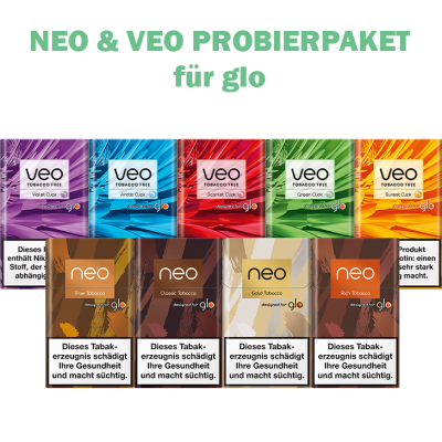 neo & veo sticks Probierpaket für glo (9 Packungen) Neo & Veo Sticks Probierpaket Für Glo (9 Packungen) -Tabak Geschäft neo veo probierpaket