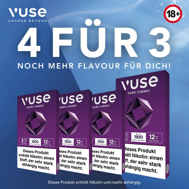 VUSE PRO DOUBLE CAPS 4 FÜR 3 Dark Cherry VUSE PRO DOUBLE CAPS 4 FÜR 3 Dark Cherry -Tabak Geschäft vuse pro double caps dark cherry aktion