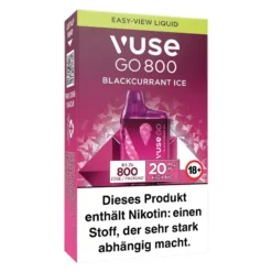 Vuse GO 800 Blackcurrant Ice 20 Mg Einweg E-Zigarette -Tabak Geschäft vuse go 800 blackcurrant ice left