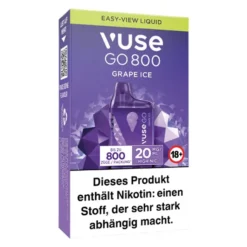 Vuse GO 800 Grape Ice 20 Mg Einweg E-Zigarette -Tabak Geschäft vuse go 800 grape ice left